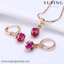 61203 Xuping Fashion China Wholesale 18K Charming Glass Gold Jewelry Set